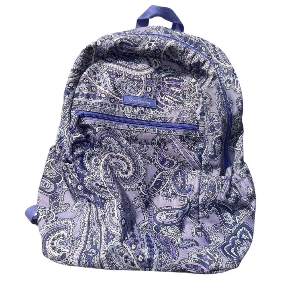 Vera Bradley Purple Paisley Backpack Quilted Travel School Bag
